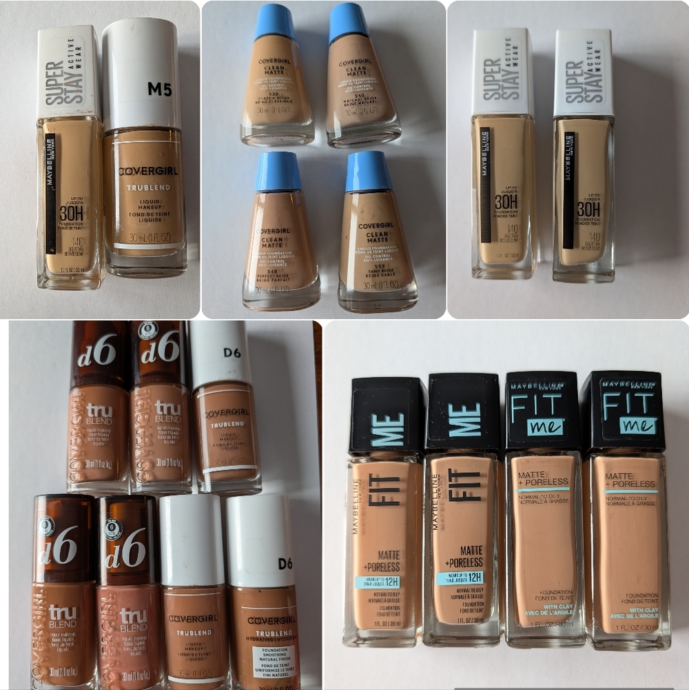 Huge Lot 19 Bottles Of Foundation- Bulk Makeup- Maybelline, Covergirl, Sealed!